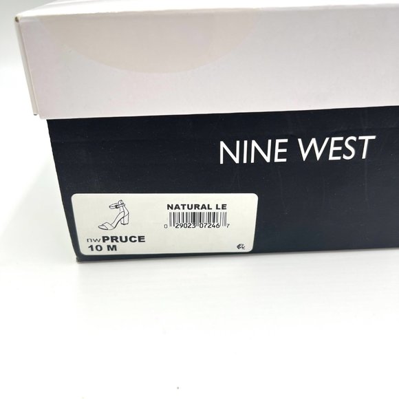 Nine West Size 10 Beige Nude Natural Tan Leather Block Heels Sandals Shoes - Picture 14 of 14